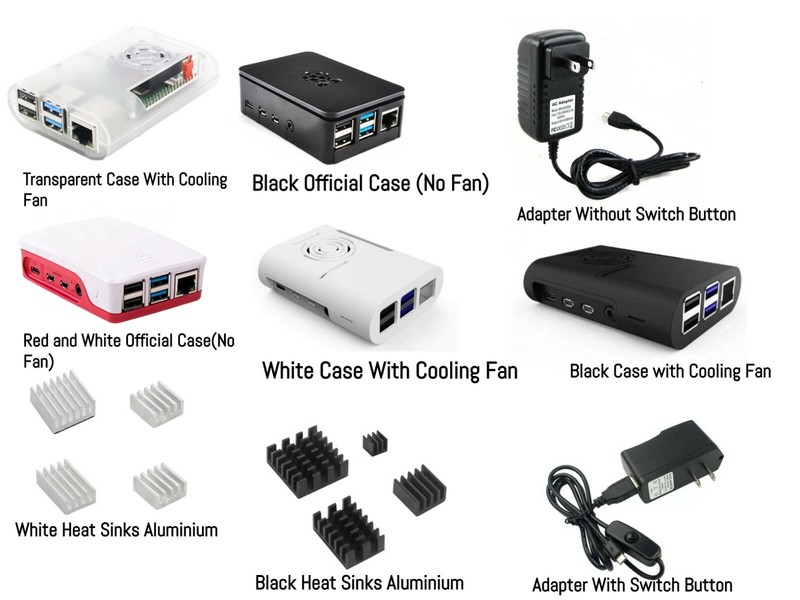 Raspberry Pi 4 B Accessoires, Beginner Level Starter Kit. (No Board!, Kit ONLY)