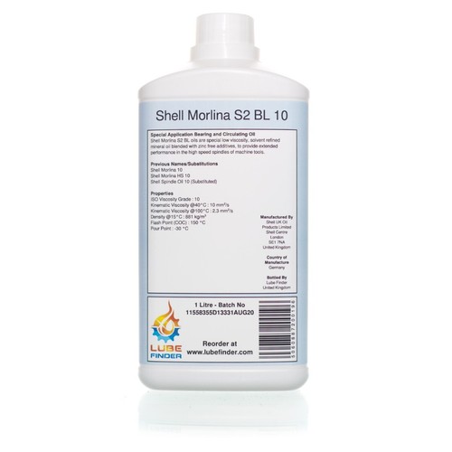 1L Shell Morlina S2 BL 10 (Morlina 10) ISO VG 10 Spindle Oil eBay