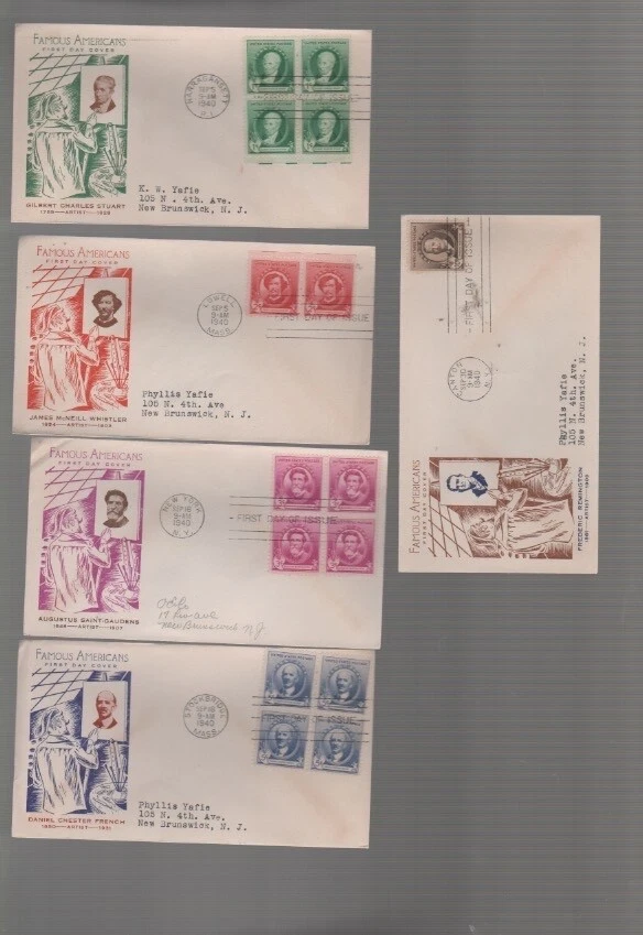 US stamps FDC #859-893 Fidelity  1940 Famous Americans Set of 35  3 (j3 - Image 2 of 4