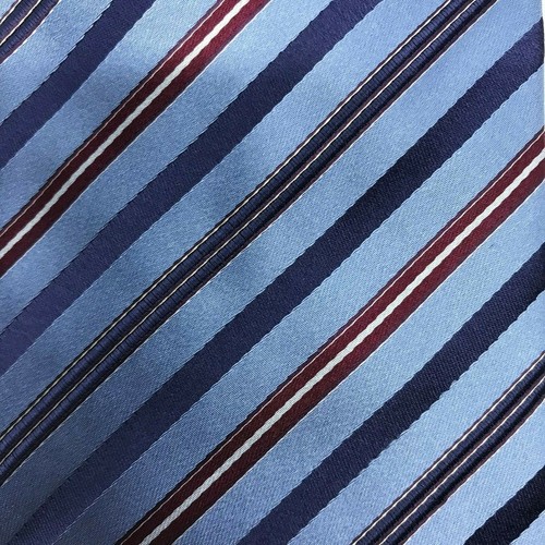 Cravatta da collo uomo ERMENEGILDO ZEGNA 58L in seta a righe blu, rosse e argento - Foto 5 di 5