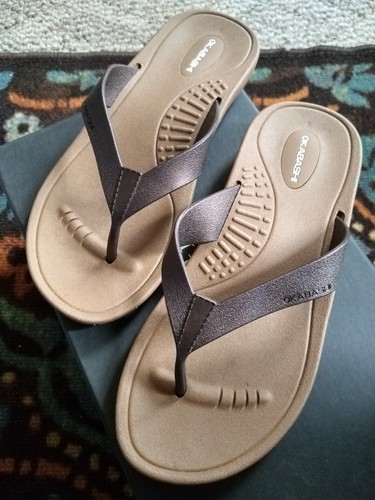 Okabashi Breeze Women's S 5/6 Flip Flop Sandals Vegan Waterproof Brown Toffee | eBay