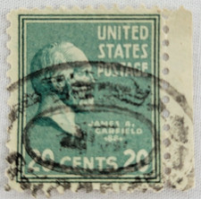 US POSTAGE ~ James A. Garfield ~ Green 20₵ Stamp ~ Posted ~ c.1938  ~ B311