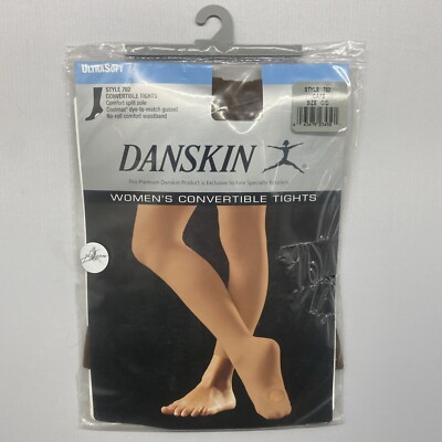 VTG NEW 2000S DANSKIN ULTRASOFT DANCE CONVERTIBLE TIGHTS 702 CAFE BROWN SZ C/D