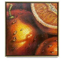 Hungryartist -Original Painting of Still-Life Citrus on Canvas 23x23 Framed