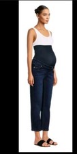 New Time  Tru Maternity Dark Wash Straight Jeans with Belly Band Size M 8-10 