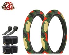 ALTA 20" X 2.35" SEMI-SLICK STREET PARK TIRE BMX BIKES CAMO/ARMY GREEN 6PC SET.