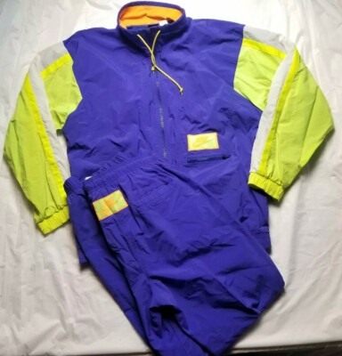 Vintage Nike 80s 90s RETRO NEON HEATWAVE Purple Nylon Zip Track