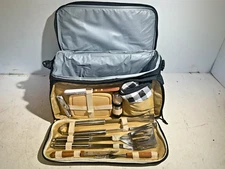 Insulated Picnic Basket Lunch Tote Cooler w/ Utensils