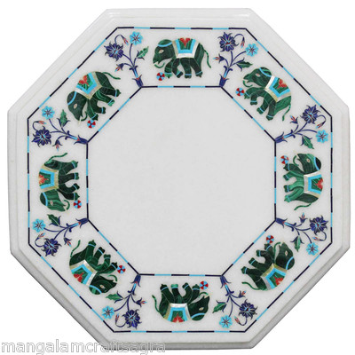 12'' Marble corner side Table Top Inlay Handmade Work Home Decor 