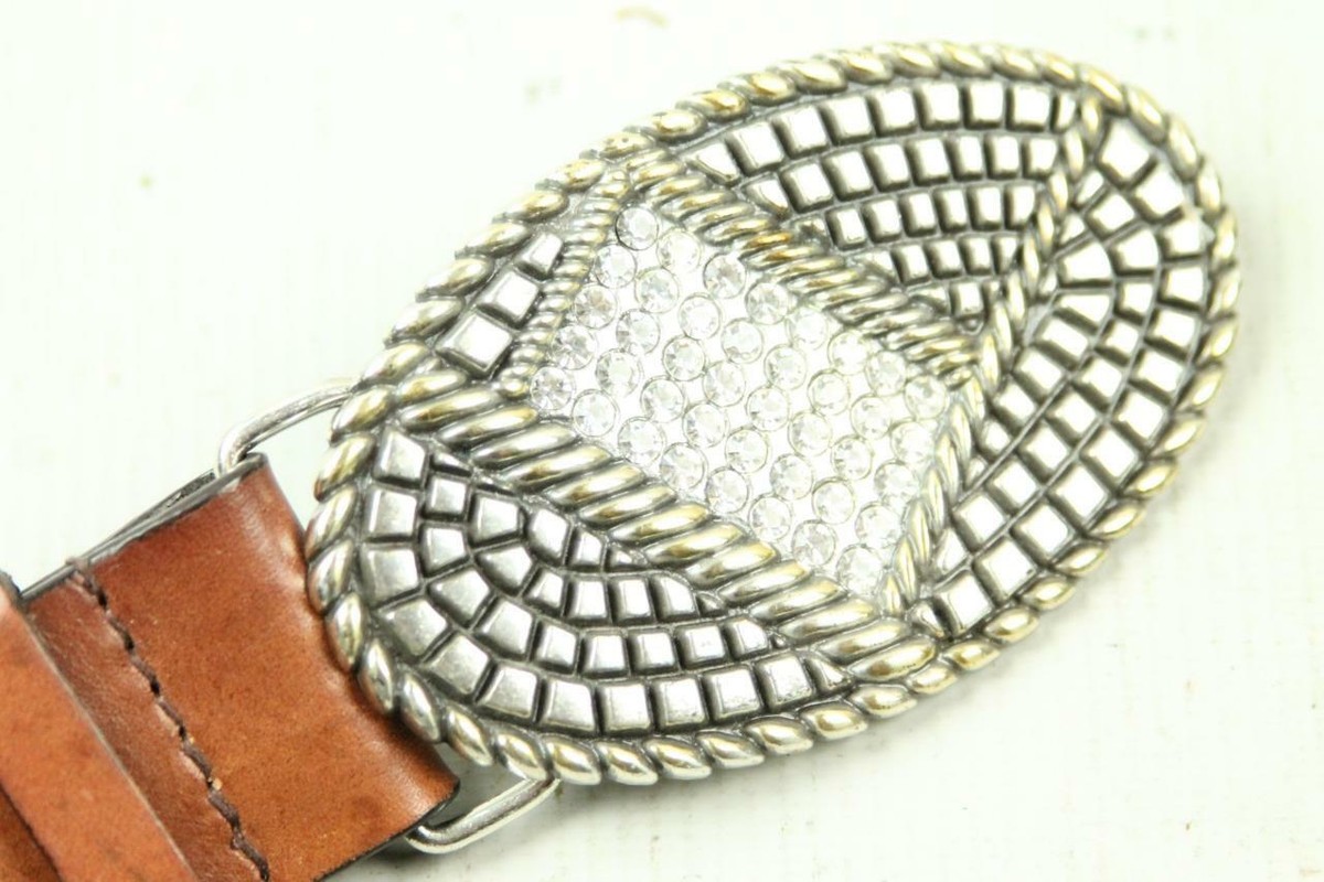 Chico’s Genuine Leather Belt M/L Made in Canada Boho Western Statement Buckle Chico main image 3