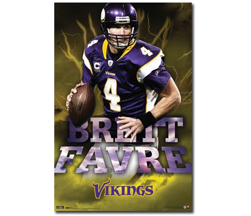 SPORTS POSTER WAREHOUSE Rare BRETT FAVRE Minnesota Vikings NFL Football Action 22x34 Wall POSTER (2010)