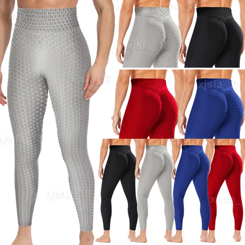 Men's Tiktok Leggings Compression Pants Gym Push Up Training Yoga Pants Jogging - Picture 1 of 32