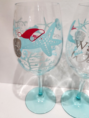 Christmas Coastal Beach Seahorse Acrylic Wine Glasses Indoor/Outdoor | eBay