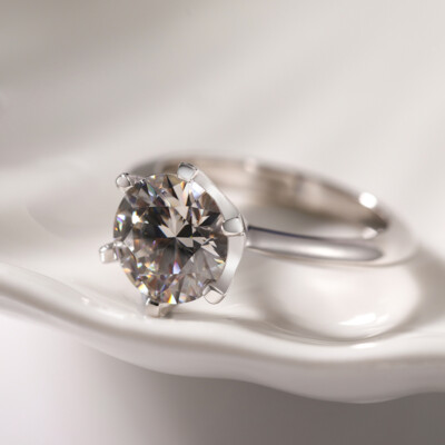 2-Carat Solitaire Engagement Ring Passed Standard-Diamond Tester VVS1 D Color