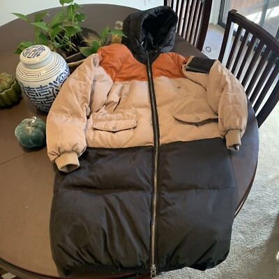 Ichi Down Colour Block Puffer Coat Small A607