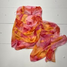 Shein Pink Tie Dye Body-Con Mesh Side Ruffle Trim Dress Women's Size Large NEW