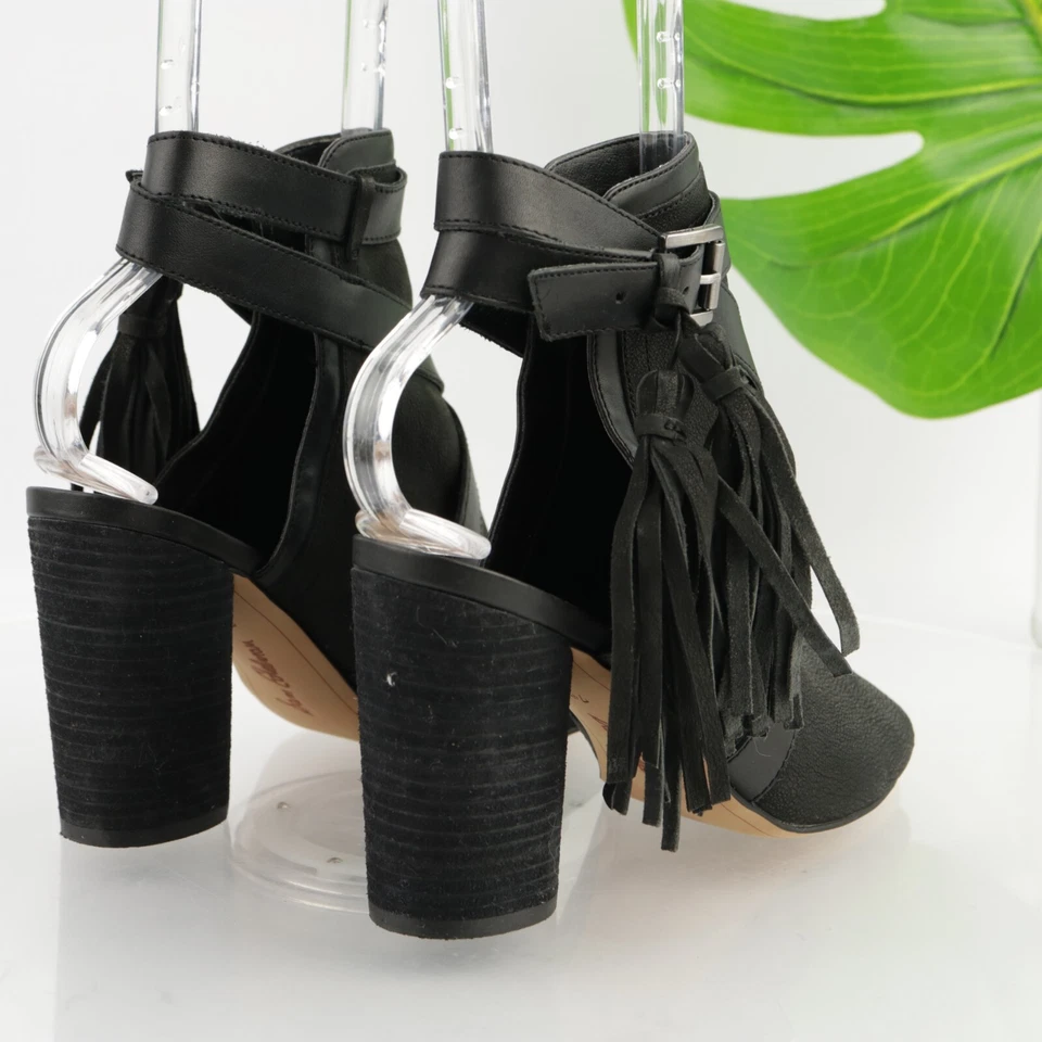 Sandalia Sam Edelman Vermont para mujer talla 7,5 cuero negro correa al tobillo tacones redondos Foto 3 de 4