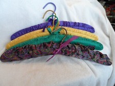 Vintage padded hangers - lot of 4 fall purple, gold, green colors