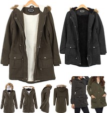Women's Faux Fur Trim Hoodie Sherpa Fleece Fur Lined Coat Jacket