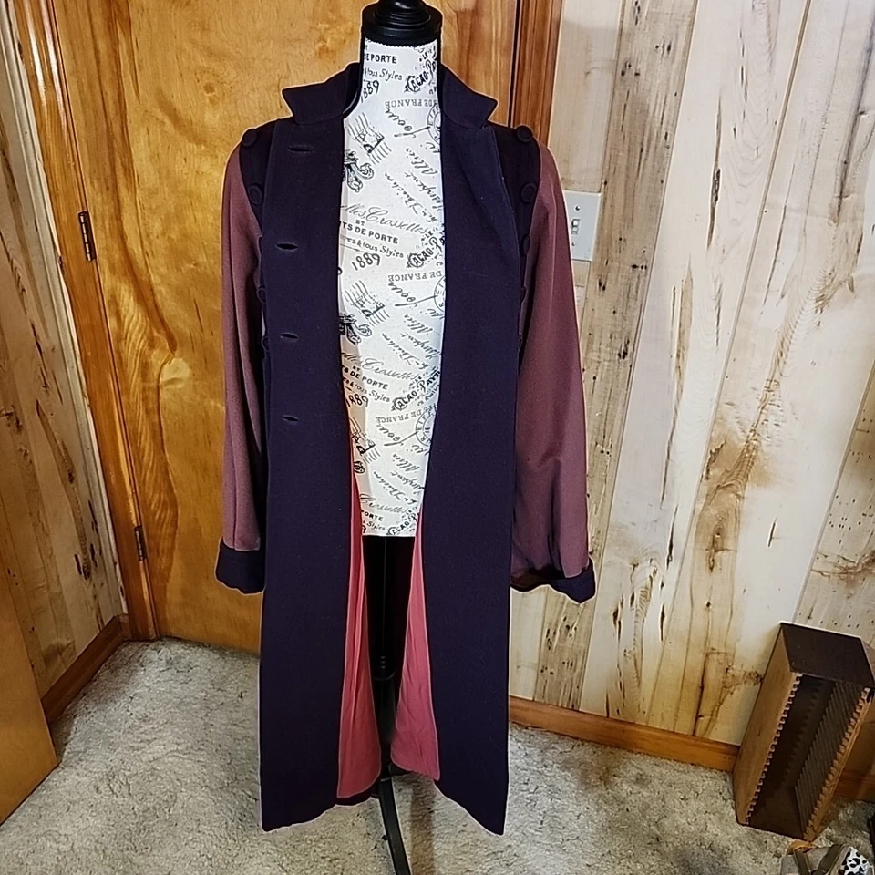 Vintage 60’s Wool Coat Women’s Youthmore Original Purple Attached Scarf - Image 4 of 4