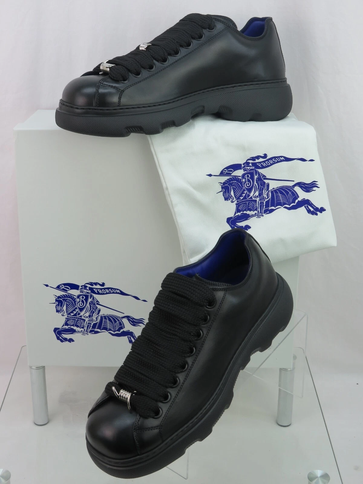 NIB BURBERRY RANGER BLACK LEATHER LACE UP HIKING BOOTS 10.5 ITALY $990