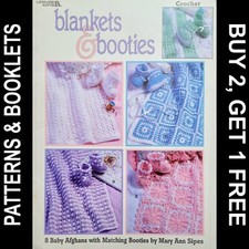 Vtg Leisure Arts 2989 Blankets Booties 8 Baby Afghans/Booties to Knit/Crochet