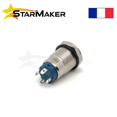 Bouton Poussoir Momentané 12 Mm - 12-24V DC, 3A - Anneau LED Orange - Étanche IP65 - Pour Projets électroniques, Automobile, Industriel