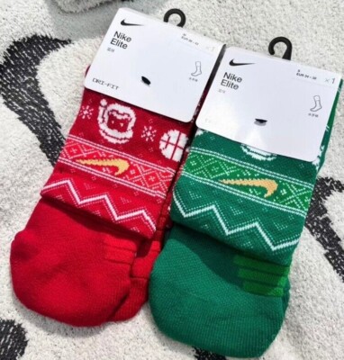 New NIKE ELITE CHRISTMAS CREW SOCKS SX7866- Sizes Colors Kyrie Lebron  Kobe MJ