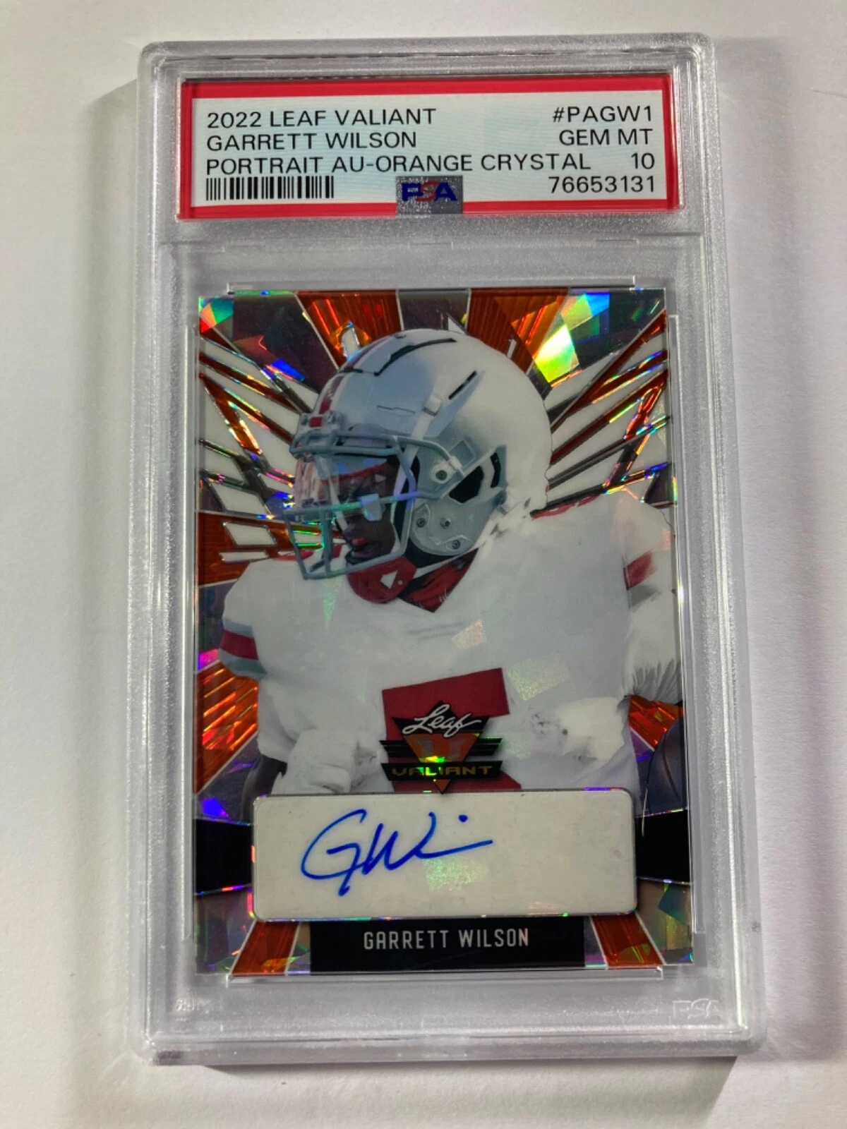 Garrett Wilson Leaf Valiant Portrait Autographs #PAGW1 Orange Crystal