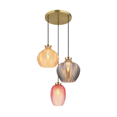 Globo Hängelampe Jessica Leuchte Pendelleuchte Glas bunt 45 cm dreiflammig