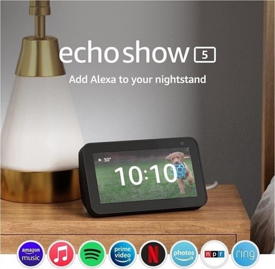 Amazon Echo Show 5 Smart Speaker - Black, Wifi, Bluetooth, Alexa - Charcoal