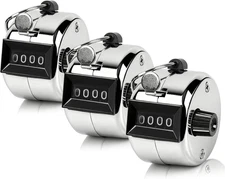 3-Pack 4-Digit Metal Hand Clicker Counters for Coaching, Knitting, and More