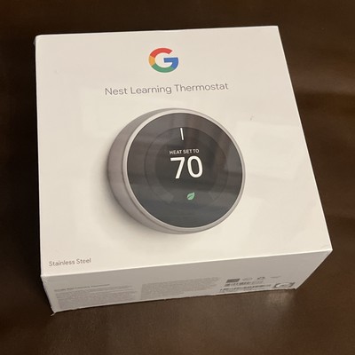 SEALED Google Nest 3rd Gen Learning Smart Thermostat T3007ES Stainless Steel