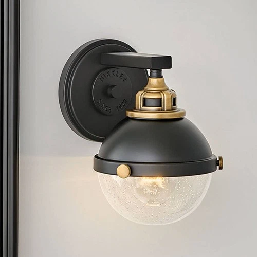 Hinkley Fletcher 8 1/2" High Black and Brass Dome Wall Sconce - Picture 1 of 9