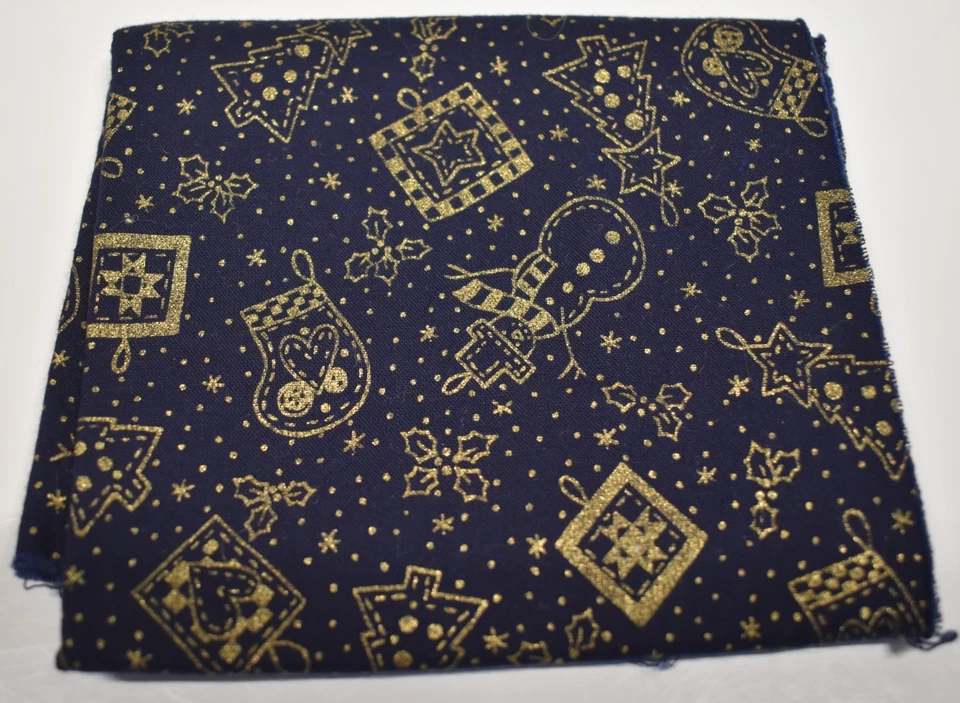 LOTE DE 2 CUARTOS DE GRASA NAVIDAD AZUL MARINO METÁLICO DORADO árboles muñecos de nieve medias Foto 3 de 3