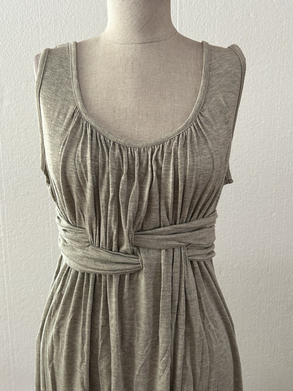 Max Studio Dress Size Large Beige Dress Natural Braided Waist Dress Sleeveless
