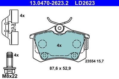 Brake Pad Set, disc brake ATE 13.0470-2623.2 (1set-1pcs)