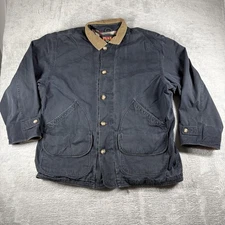 Vintage Jos A Bank Jacket Mens XL Chore Barn Coat Corduroy Collar Canvas Work