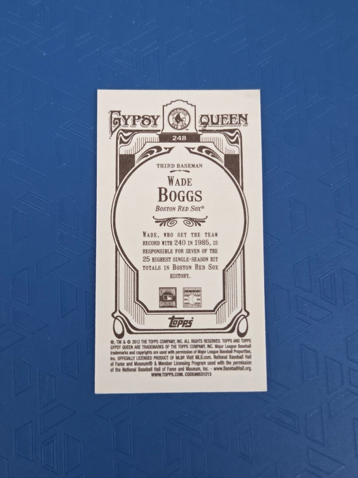 2012 Topps Gypsy Queen Mini #248 Wade Boggs Boston Red Sox BASEBALL Card 1A - Image 2 of 2