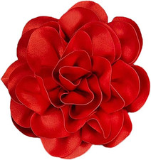 Satin Fabric Rose Flower Extra Large Big Brooches Lapel Pins Silk Camellia Ov...