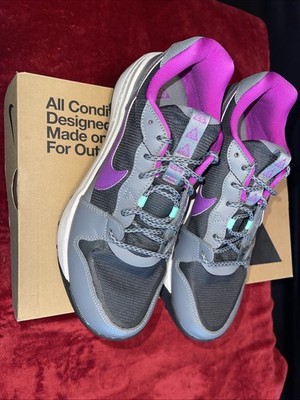 Nike Men's ACG Lowcate Trail Hiking Shoes Smoke Grey Purple Green Size 9.5 NEW