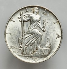VITTORIO EMANUELE III 1901-1943 -AG/ 10 LIRE 1936