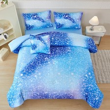 Blue Twin Comforter Set for Girls, 6 Pieces Twin Bed in A Bag, 3D Colorful