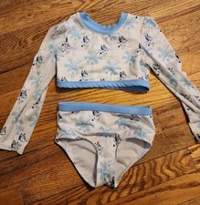 Girls Long Sleeve Rash Guard Swim Set Bikini  BLUEY  Size 5T