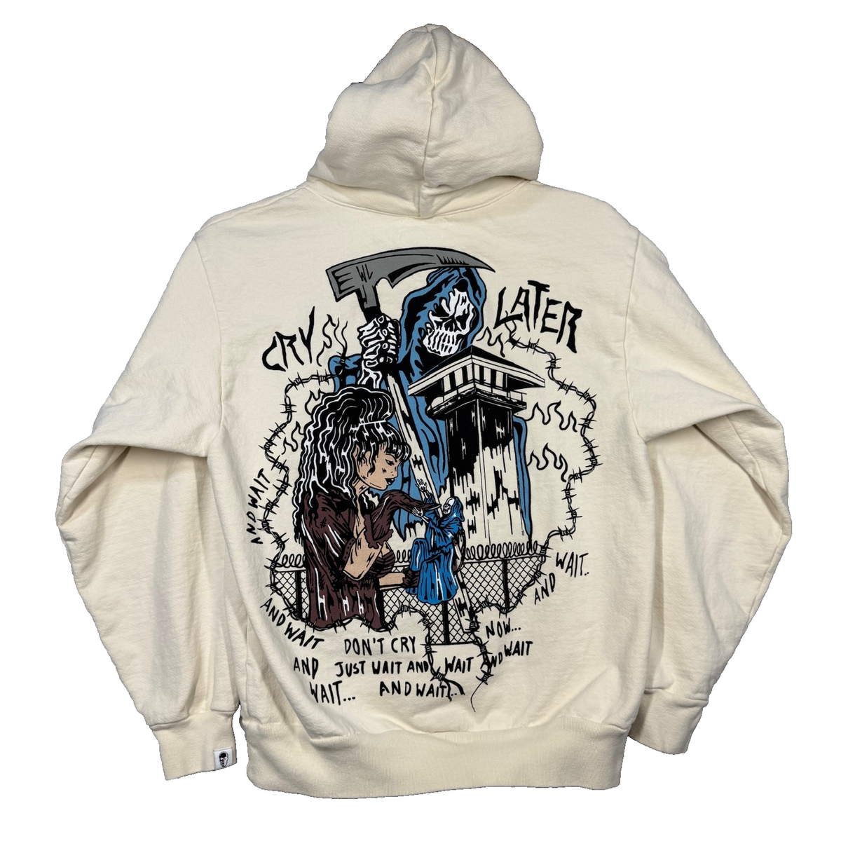 Warren Lotas Hoodie Cry Later Small Beige Reaper Wait Prison