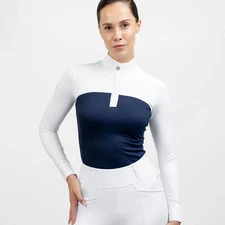 *NWT* Maximilian Equestrian Era Long Sleeve Show Shirt Navy/White - Women's XS