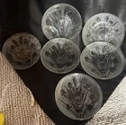 6 Demitasse Saucers Depression Glass Jeanette IRIS Herringbone Pattern