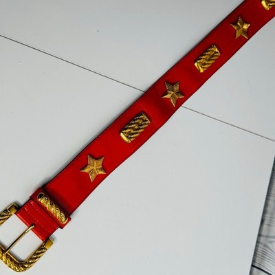 Vintage Escada Orange Leather & Gold Belt Made in Germany Stars Size 34 Vintage Escada Orange Leather & Gold Belt Made in Germany  main image 4