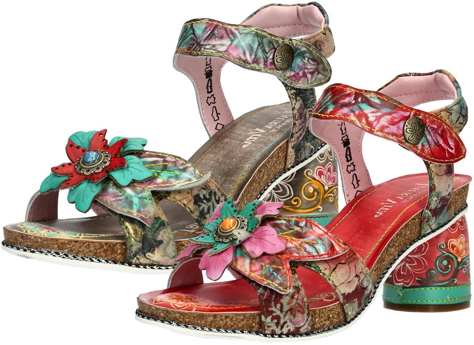 Laura Vita Damen Sandalette mit floral gemustertem Blockabsatz Framboiseo 33 - Bild 1 von 1