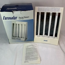 Eurosolar Facial Tanner  Made In Holland  Vintage Original Box  1 Bulb Out Read